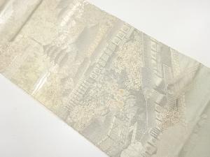 寺院風景模様織り出し 袋帯